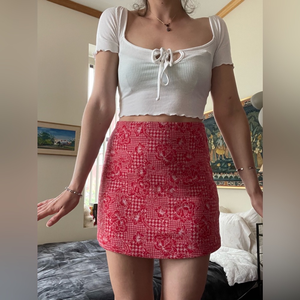 Red/pink mini skirt - urban outfitters